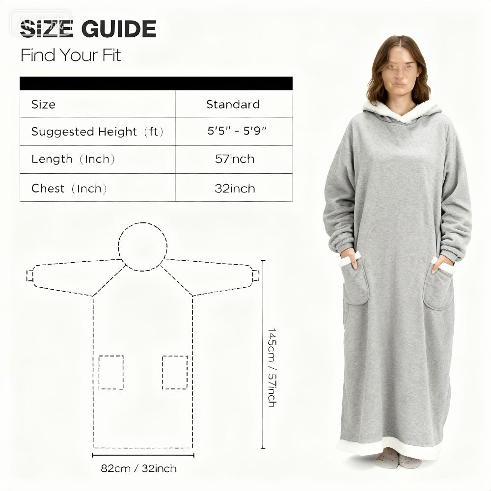 Oversized Wearable Blanket Hoodie Jacket ¨C 350-400gsm Thick Warm Suede Flannel, Hooded Pocket Lazy Coat for Women & Men, 5 Colors