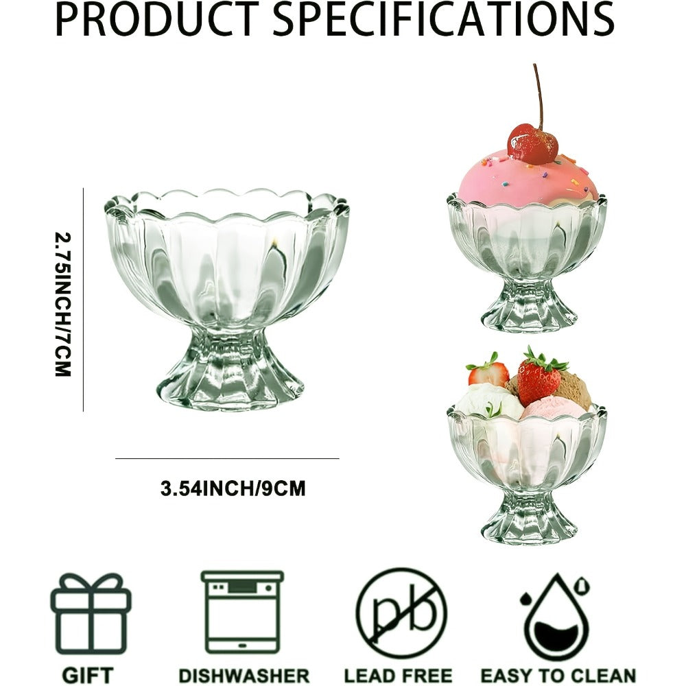 Tulip Shaped Dessert Bowls Set of 12 ¨C 5 Oz Glass Cups for Ice Cream, Sundaes, Fruit & Salads ¨C Dishwasher Safe Snack & Cocktail Bowls ¨C Perfect for Christmas & Holiday Gatherings ¨C Light Green