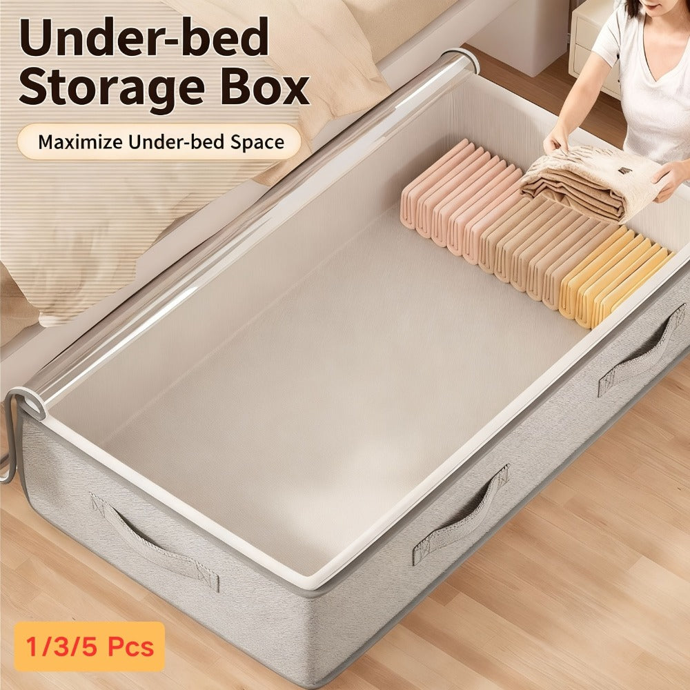 Under Bed Storage Box with Handles, Foldable Underbed Organizer, Large Capacity Container for Clothes & Blankets, Space-Saving Flat Drawer, Bedroom Closet Storage Bins (1/2/3/5 Pack)