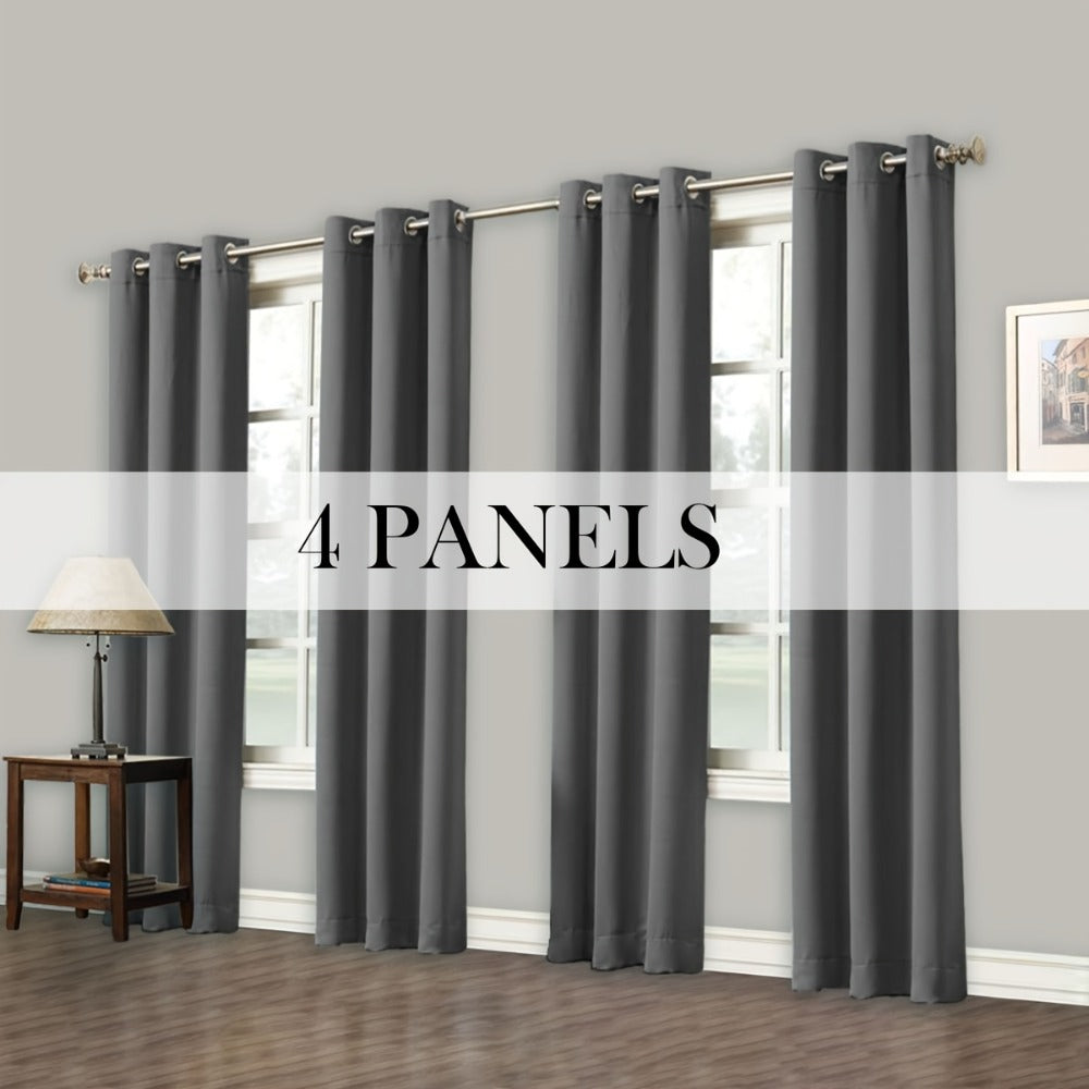 Blackout Curtains Grommet Top Room Darkening Window Drapes 4 Panels Set Living Room Bedroom