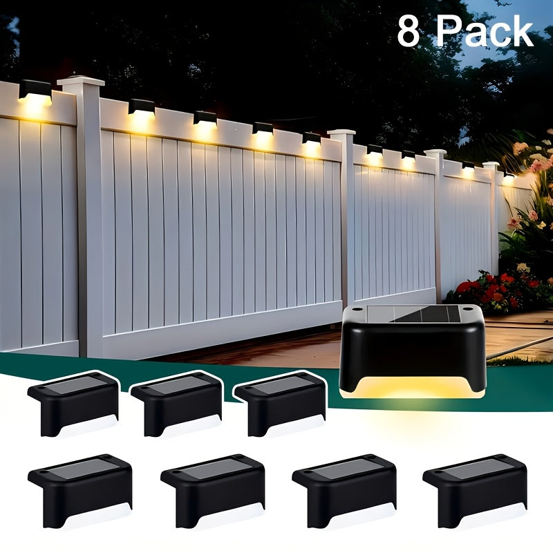 Solar Powered LED Deck Lights ¨C Auto On/Off Outdoor Step Lights for Stairs, Fence, Pathway & Patio, 12-Hour Continuous Lighting, Weatherproof Solar Stair Lights for Garden, Yard & Commercial Use