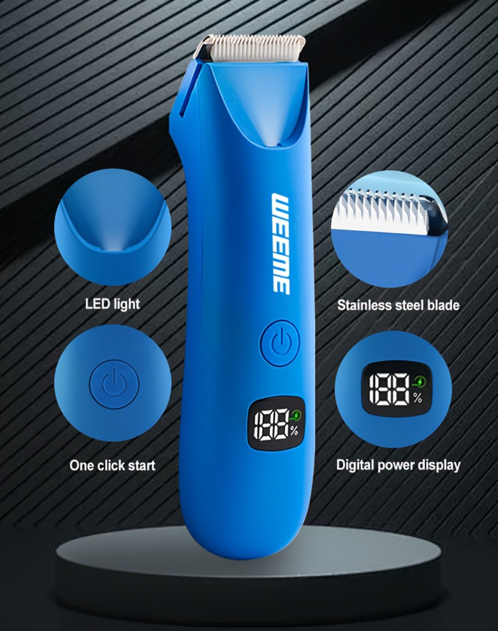 Men's Body Hair Trimmer USB Rechargeable - Chest, Leg & Armpit Hair Trimmer with LCD Display & LED Light, Cordless Electric Body Groomer for Men, Gift for Dad, Husband, Son, Birthday & Father's Day