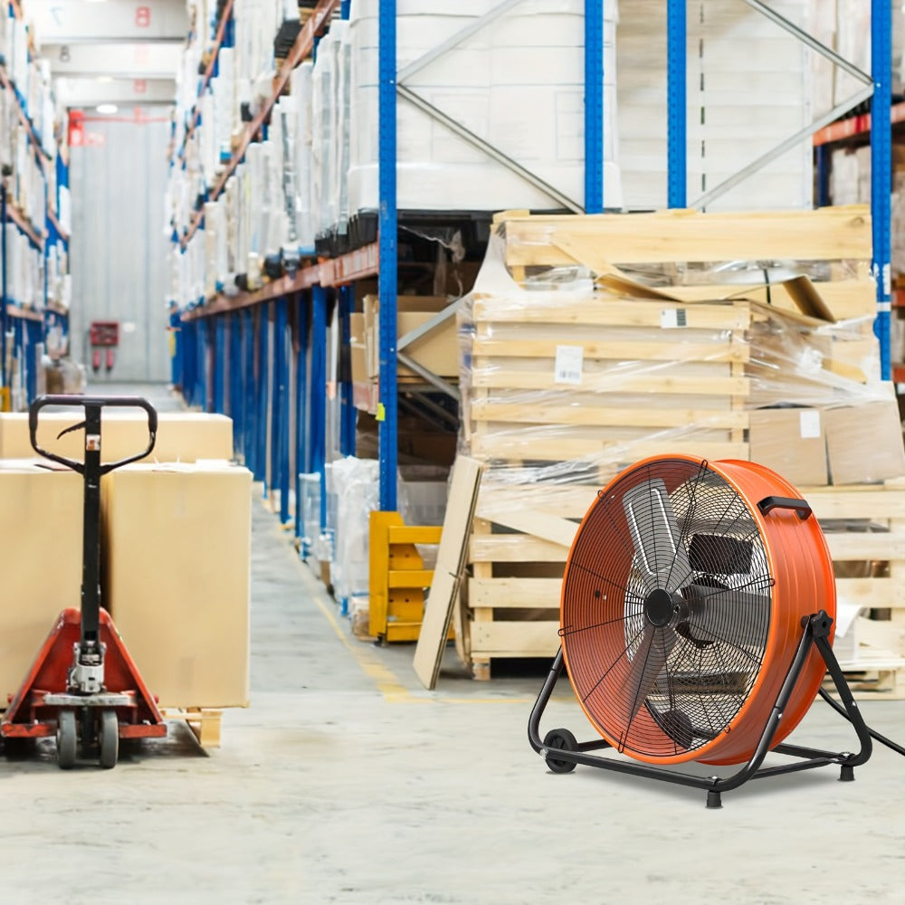 Industrial Drum Fan 24 & 30 Inch | High Velocity Floor Fan 9460-14000 CFM, 3-Speed Air Circulator with 180¡ã Tilt for Warehouse, Garage, Workshop, Job Site & Large Space Cooling ¨C Multiple Colors
