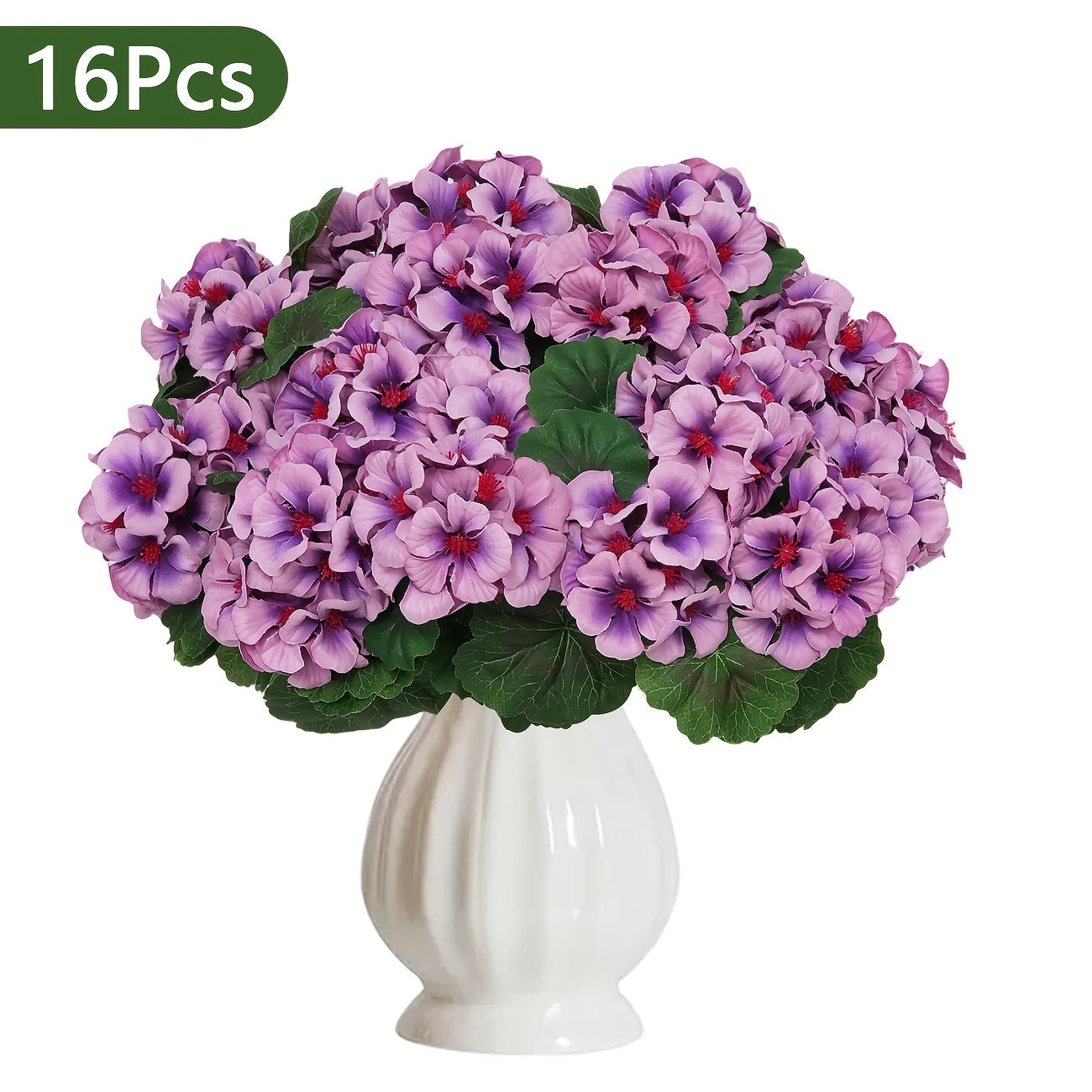 Artificial Flowers Outdoor UV Resistant - Geranium Hydrangea Rose Marigold Faux Silk Flowers for Garden Patio Home Table Centerpiece Decor, 8/16 Bundles, 13.77 Inch