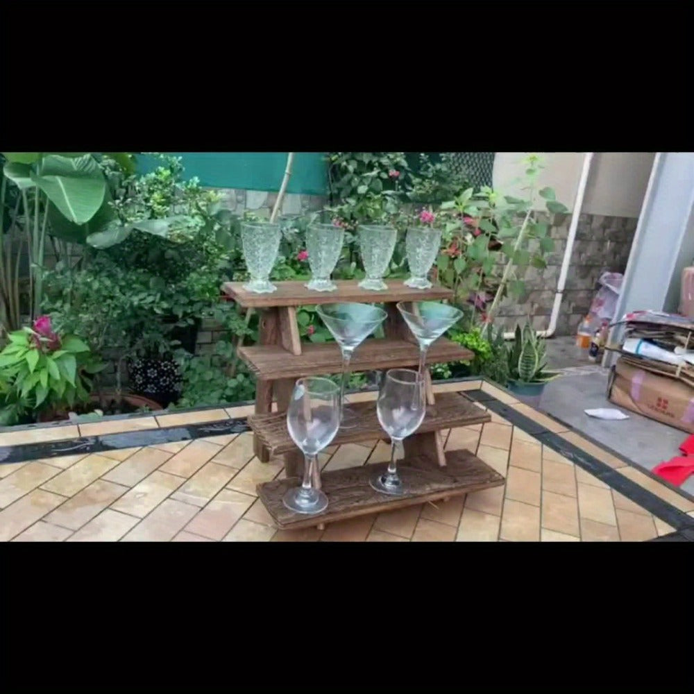 Cupcake Stand 4 Tier Rustic Wooden Dessert Tower Tool-Free Assembly for Birthday Baby Shower Wedding Halloween Christmas Party Display