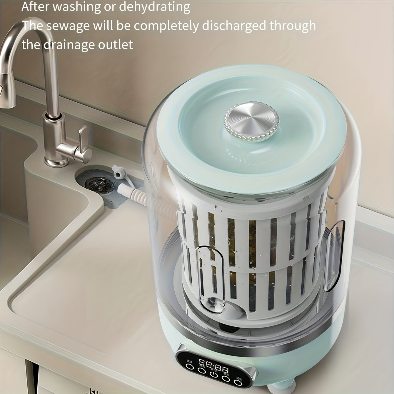 Portable Mini Washing Machine Wash & Dry All-in-One, Blue Light Sterilization, Flexible Drainage, Compact Travel Laundry Washer for Dorm Apartment Camping RV