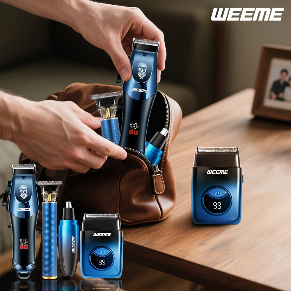 Men's Electric Hair Clipper Set USB Rechargeable with Nose Hair Trimmer & Shaver Wireless Professional Grooming Kit Father's Day Gift