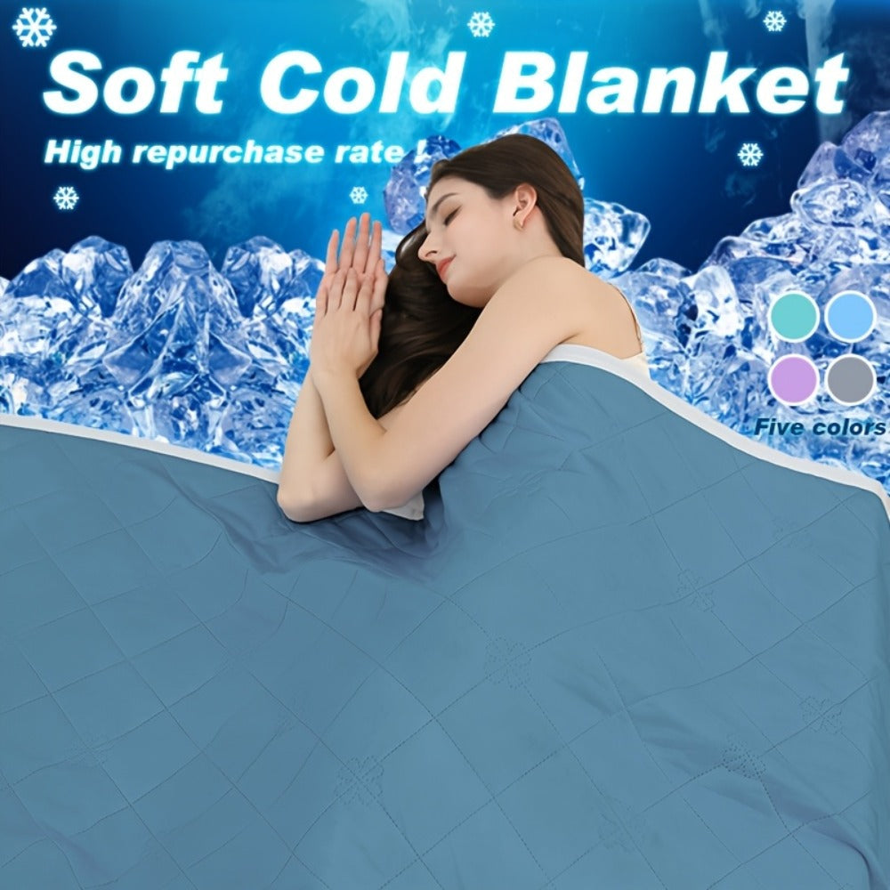 Cooling Blanket for Hot Sleepers ¨C Lightweight Knit Acrylic Throw Blanket, Breathable Air-Cooled Comforter for Summer, Soft Moisture-Wicking Blanket in Throw Twin XL Queen King, Sky Blue Grey Lake Blue Light Green Purple