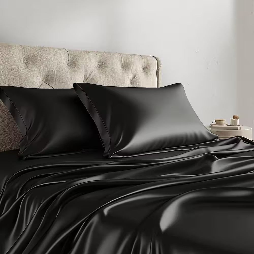 Satin Bed Sheets Set 2100TC Ultra Soft 3/4pcs ¨C Silky Smooth Breathable Satin Bedding for Twin Full Queen King, 5-Star Luxury Hotel Experience, Solid Color, 7 Colors Available