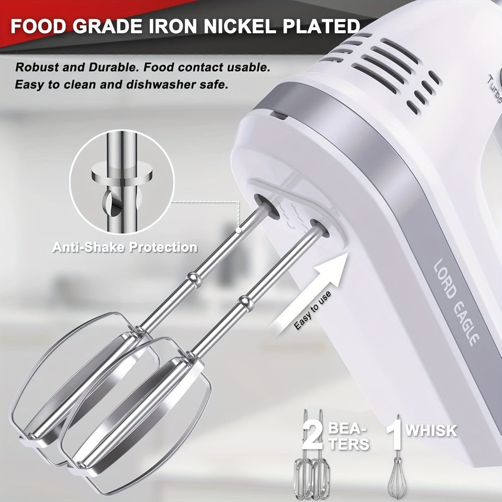 Hand Mixer Electric 300W with Stainless Steel Attachments & Storage Case - 5-Speed Control for Baking Cakes, Eggs & Whipping Cream, Compact Kitchen Handheld Mixer for Home Use