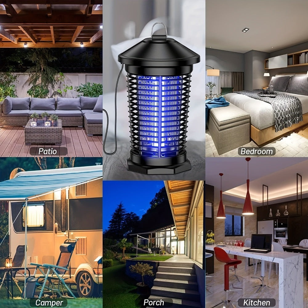 Bug Zapper Electric Indoor Outdoor ¨C 4000V High Voltage UV 365nm 18W Mosquito Killer Fly Zapper with 6ft Cord, ABS Fireproof Safety Housing, Removable Tray & Cleaning Brush for Backyard Patio Garden Camping ¨C Black