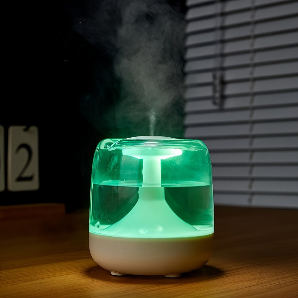 USB Humidifier with 7-Color Night Light ¨C Silent 26dB Double Mist Visible Water Tank 24-Hour Runtime for Bedroom Living Room Office Desktop Home Decor Gift