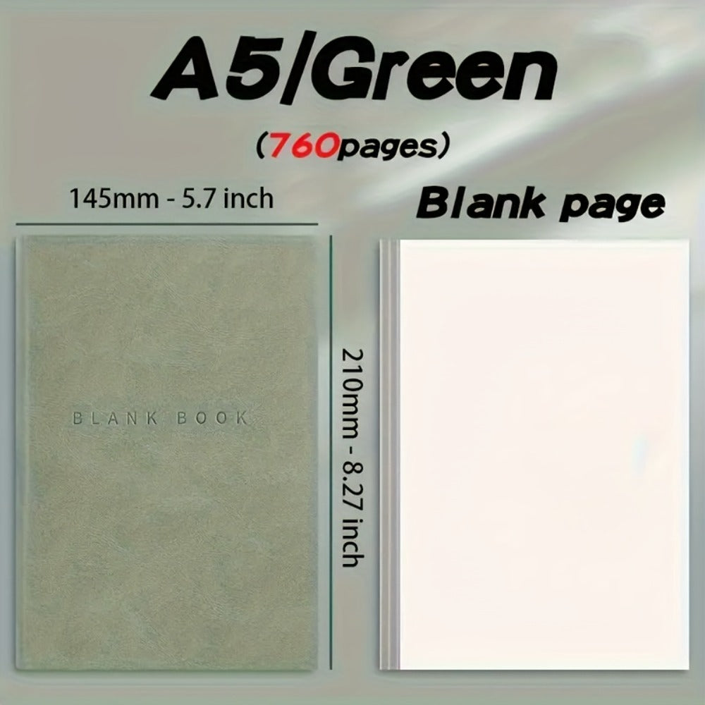 Blank Notebook A5 760 Pages Leather Soft Cover Sketchbook for Sketching Drawing Journaling College Students Adults Gift