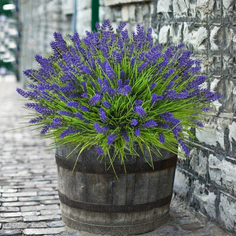 Artificial Lavender Flowers 11pcs UV Resistant Outdoor Indoor Fake Flower Stems, No Fade Realistic Plastic Lavender for Garden Patio Wedding Party Home Decor, Low Maintenance Floral Arrangement