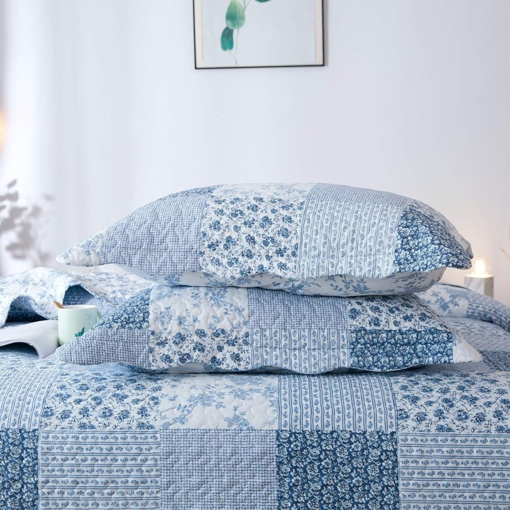 Floral Quilt Set Lightweight Bedspread Coverlet 2 or 3-Piece, All Season Hypoallergenic Breathable Paisley Patchwork Print Quilt for Bedroom Guest Room Dorm RV Cabin, Twin Queen King, Shabby Chic