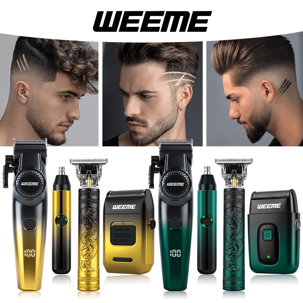 Men's Grooming Gift Box Set ¨C Dragon & Phoenix Design, 2/4pcs Kit with Shaver, Hair Clipper, Nose Hair Remover & T9 Detail Trimmer for Shaving, Hair Cutting & Nose Hair Removal
