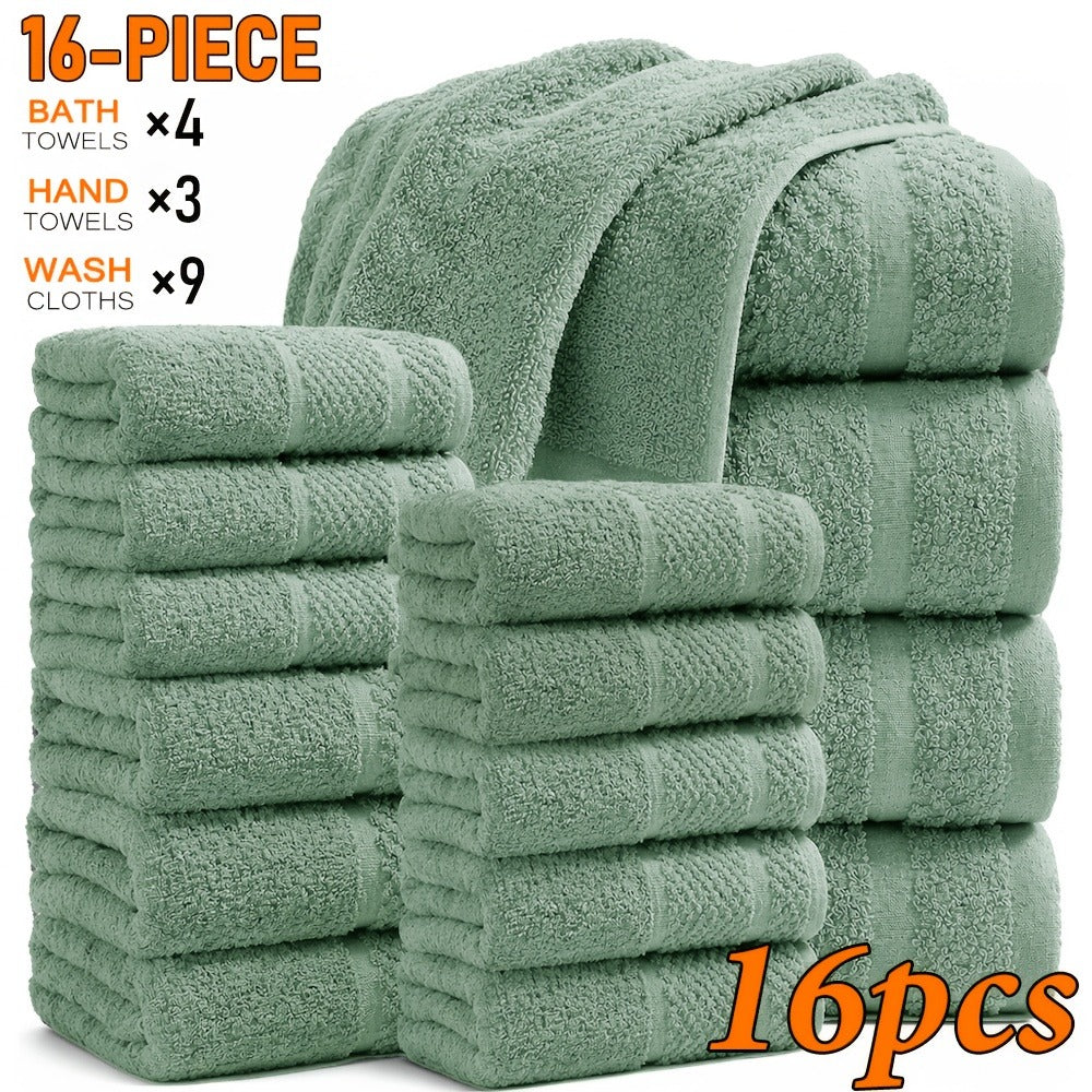 Bath Towel Set 450GSM Soft Absorbent - 12 16 18 Piece Cotton Blended Solid Color Bathroom Towels Set for Bath Hand Face | Hotel Spa Quality | Travel Shower Home | Multiple Colors & Sizes Available