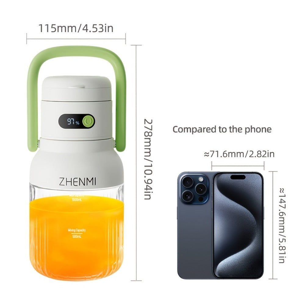 Cordless Portable Blender 33oz USB Rechargeable - Ice Crushing Blender for Smoothies & Shakes, Wireless Personal Blender for Travel Gym Office, BPA-Free, Green Purple Pink