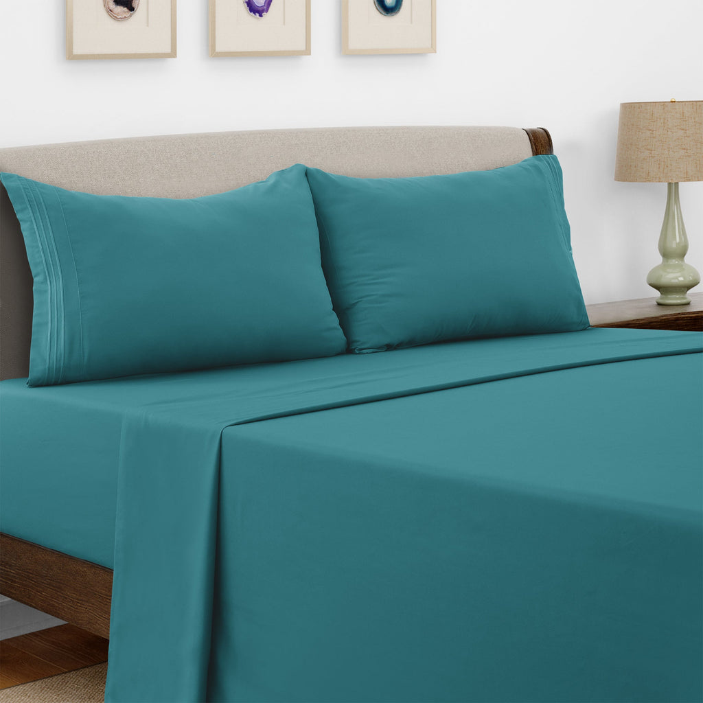 Microfiber Bed Sheet Set 4 Piece - Soft Breathable Deep Pocket 16 inch Fitted Sheet, Flat Sheet & Pillowcases, Wrinkle Fade Resistant Bedding for All Seasons Twin Twin XL Full Queen King Cal King, 24 Colors