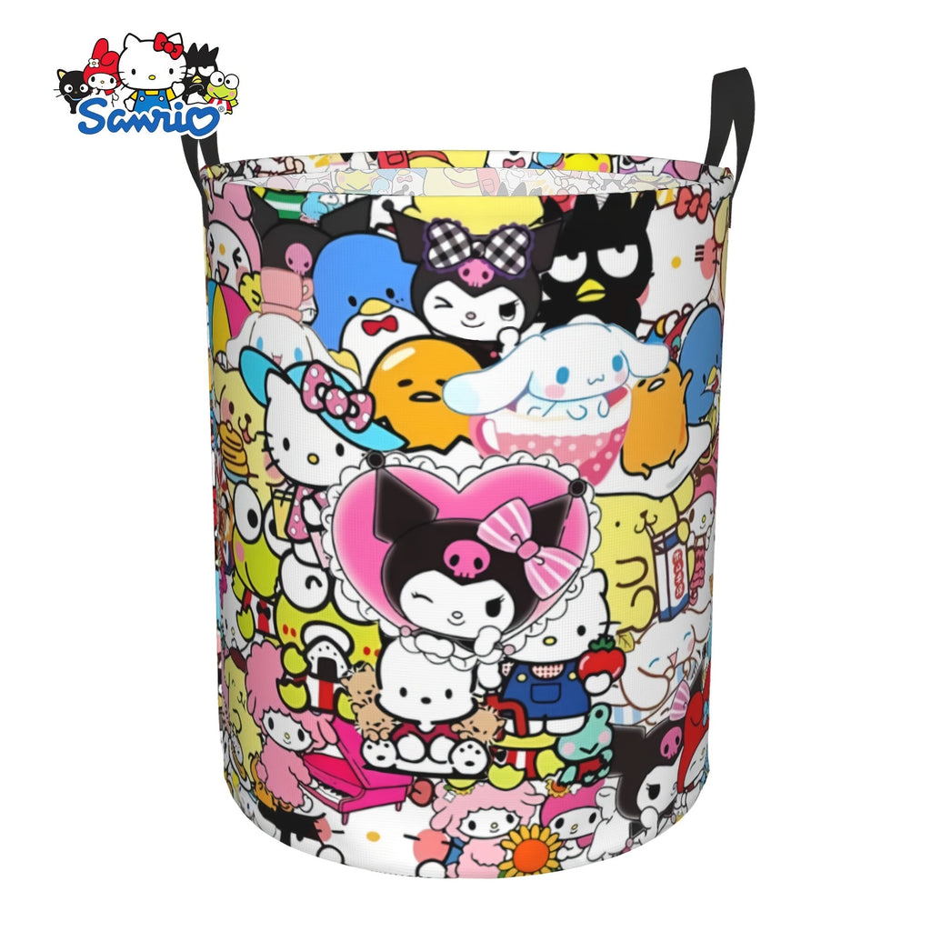 Hello Kitty Collapsible Laundry Basket with Handle - Sanrio Oxford Cloth Foldable Hamper, Portable Storage Bin for Bedroom Bathroom Dorm, Cute Kawaii Laundry Hamper for Girls