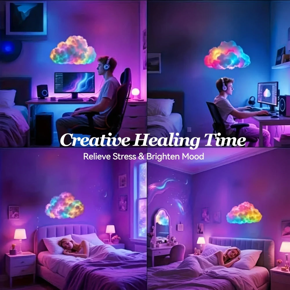 3D Thunder Cloud Lamp RGB Music Sync LED Light USB Powered Sound Sensitive IC Mood Lighting for Game Room Photography Studio Halloween Christmas Party Atmosphere Decoration