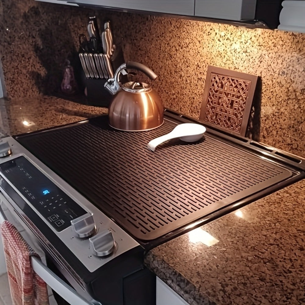 Silicone Stove Top Cover Mat ¨C Heat-Resistant 28x20 Inch Cooktop Protector & Dish Drying Mat for Gas & Electric Stoves ¨C Scratch-Resistant Kitchen Counter Guard ¨C 1 or 2 Pack with Magnetic Rack Option