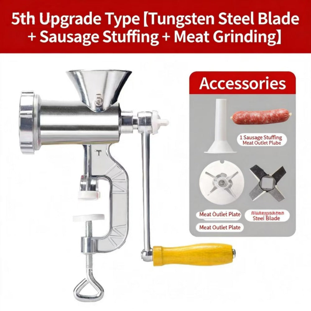 Manual Meat Grinder with Table Clamp Heavy Duty Stainless Steel Hand Crank Food Processor for Grinding Meat Vegetables & Spices ¨C No Electricity Required