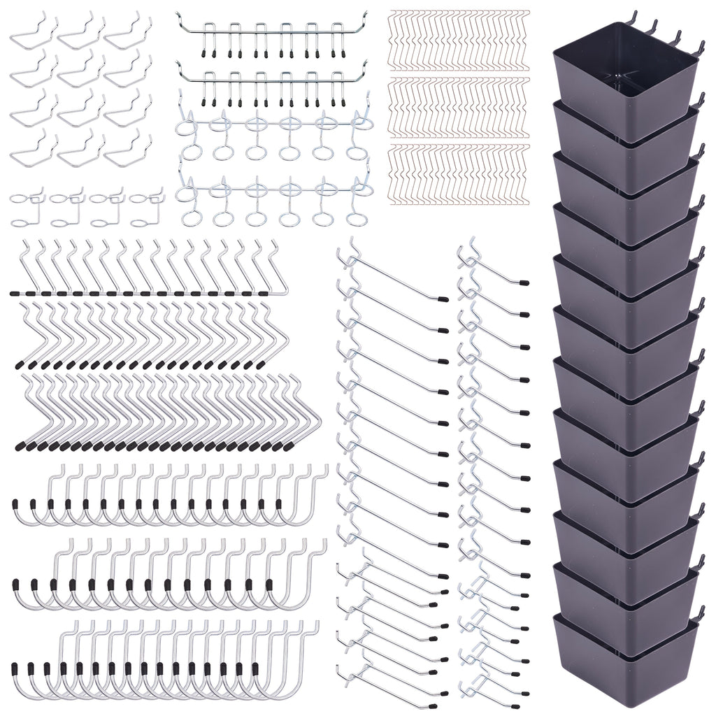 Pegboard Hooks Organizer Kit 278pcs with Bins ¨C 1/8 & 1/4 Inch Peg Board Hook Assortment for Garage Wall Tool Storage | Hanging Storage Accessories for Workshop, Craft Room & Home Organization