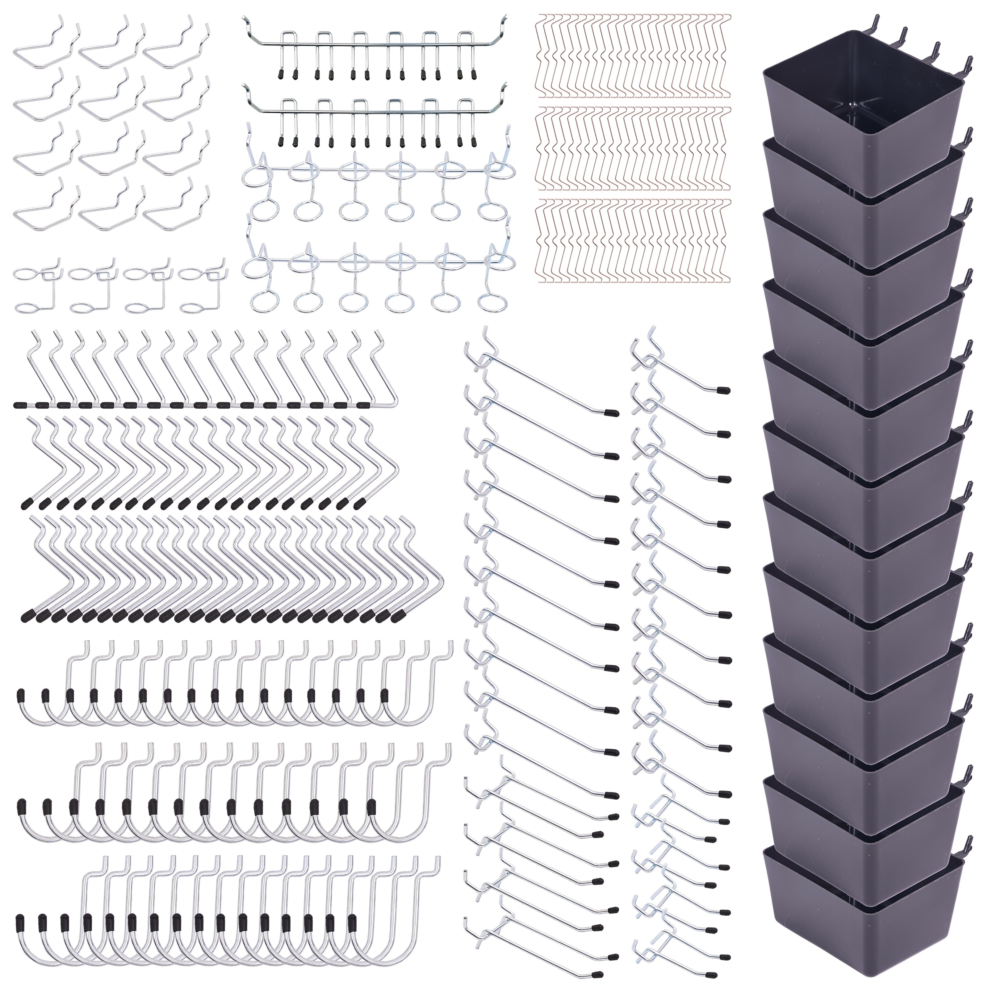 Pegboard Hooks Organizer Kit 278pcs with Bins ¨C 1/8 & 1/4 Inch Peg Board Hook Assortment for Garage Wall Tool Storage | Hanging Storage Accessories for Workshop, Craft Room & Home Organization