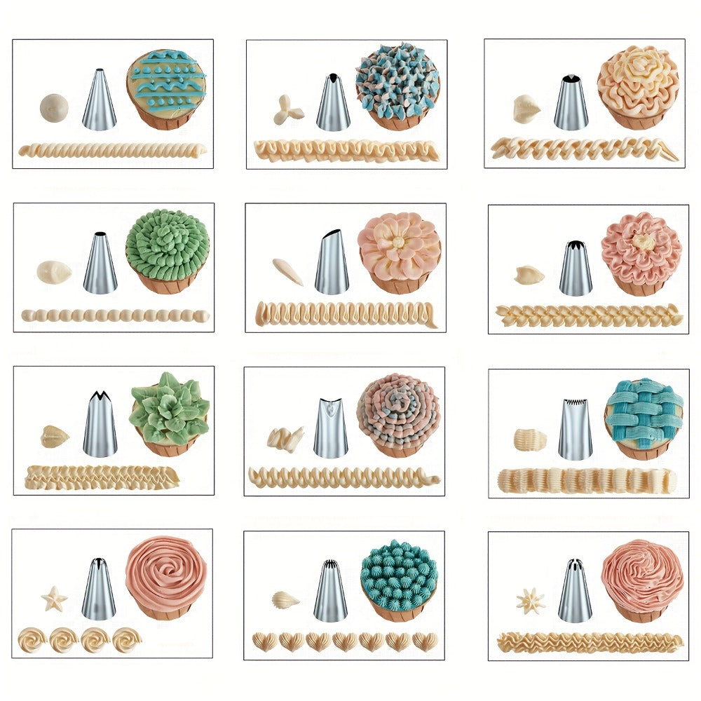 Cake Decorating Set 22-Piece with Rotating Turntable Stand, Stainless Steel Piping Tips, Pastry Bags, Icing Spatula & Scrapers, Complete Cake Decoration Kit for Beginners and Home Bakers, Pink