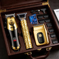 Professional Hair Clipper Set for Men ¨C 3pcs Golden Cordless Kit with Beard Trimmer & T-Blade Trimmer, Hair Cutting & Styling Tools, Ideal Birthday & Father¡¯s Day Gift for Men