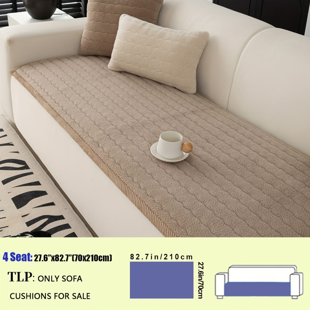 Plush Sofa Cover Bohemian Style Thickened Short Plush Non-Slip Machine Washable Pet Friendly Sofa Slipcover for Living Room Bedroom Office - Armrest Pad to 4 Seater