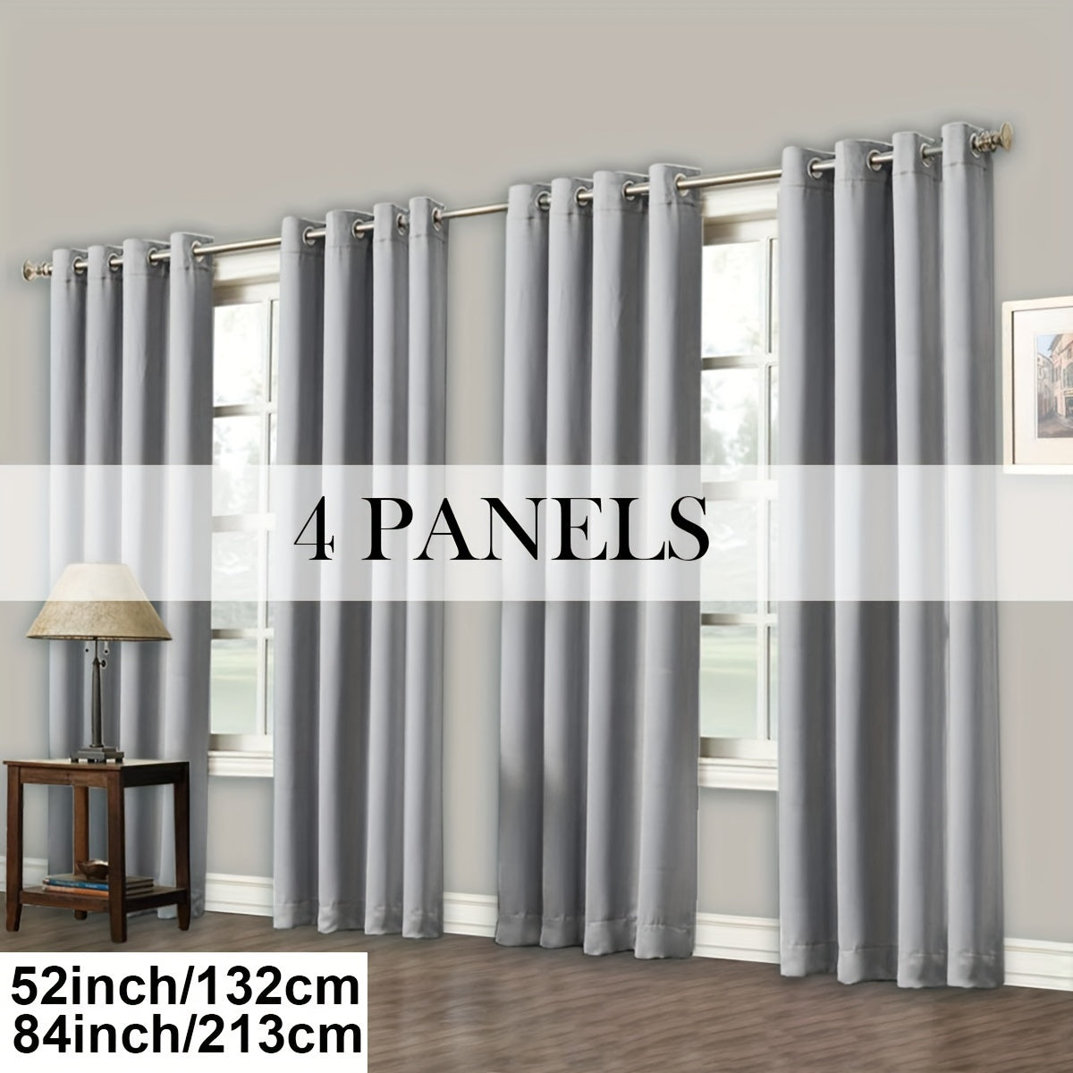 Blackout Curtains Grommet Top Room Darkening Window Drapes 4 Panels Set Living Room Bedroom
