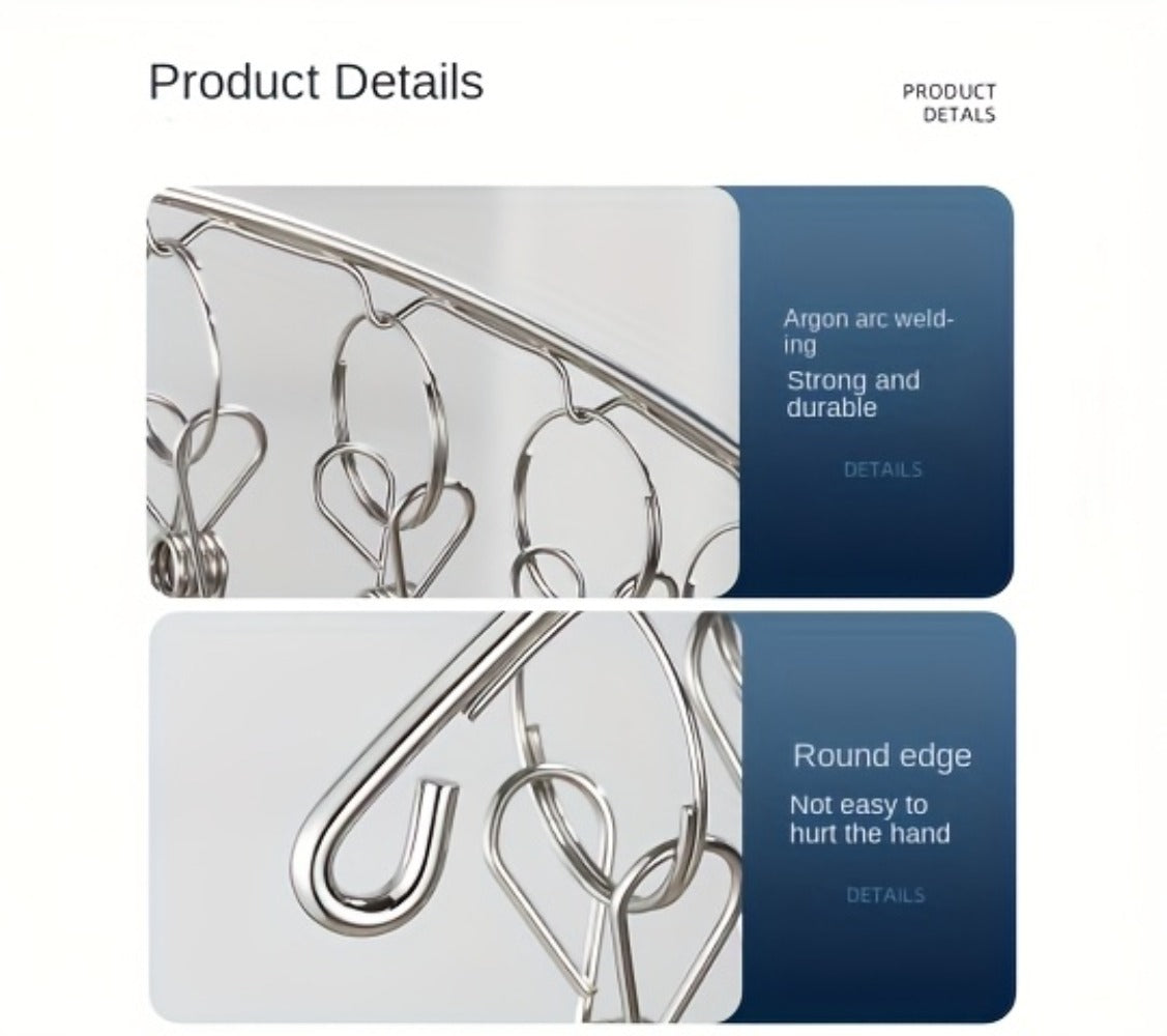 Clothes Drying Rack with Clips Stainless Steel Laundry Hanger Windproof Skidproof Multi-Clip Sock Underwear Dryer for Home Bedroom Balcony ¨C 30/40/50 Clips