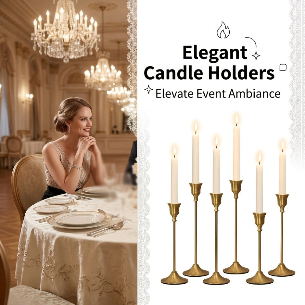 Copper Plated Candlestick Holders Bulk Set ¨C Retro Minimalist Taper Candle Holders for Wedding Birthday Christmas Dining Table Fireplace Decor