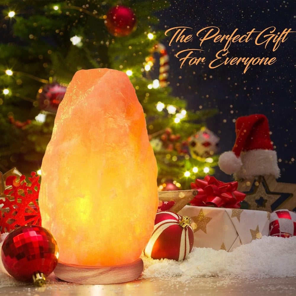 Himalayan Salt Lamp with Dimmer Touch Control | 5-7 lbs Natural Pink Crystal | Wooden Neem Base | Ambient Amber Glow | Air Purifying Night Light | Home Decor Gift for Bedroom Living Room