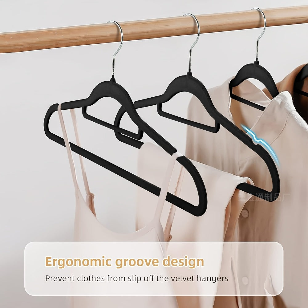 Velvet Hangers Non-Slip Slim Space Saving Clothes Hangers, Premium Flocked Suit Hangers for Closet Organization, Ultra Thin Strong Coat Hangers for Shirts Dresses Pants, 20 or 50 Pack Black Beige Pink