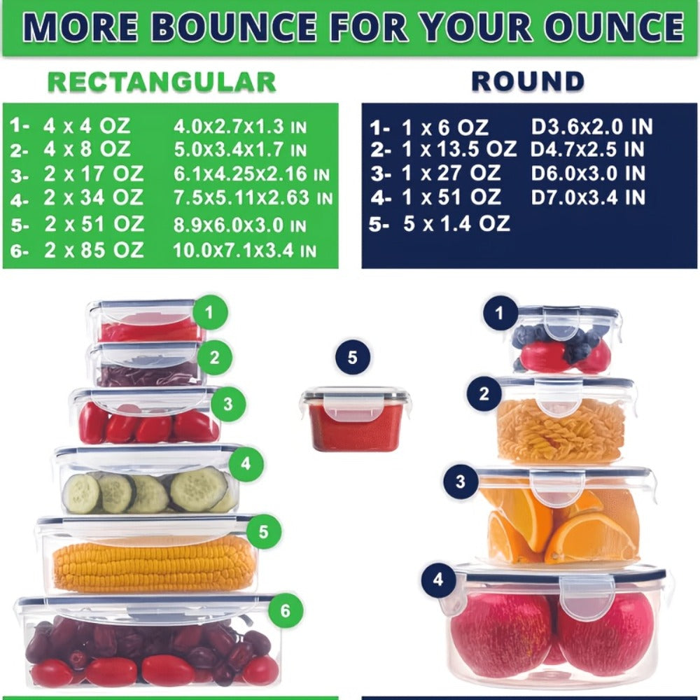 Stackable Food Storage Containers with Lids - Microwave and Freezer Safe Leak Proof Plastic Boxes for Fruits Vegetables and Leftovers, Heavy Duty Reusable Meal Prep Containers for Kitchen Pantry Organization, Available in 24, 48 and 50 Piece Sets