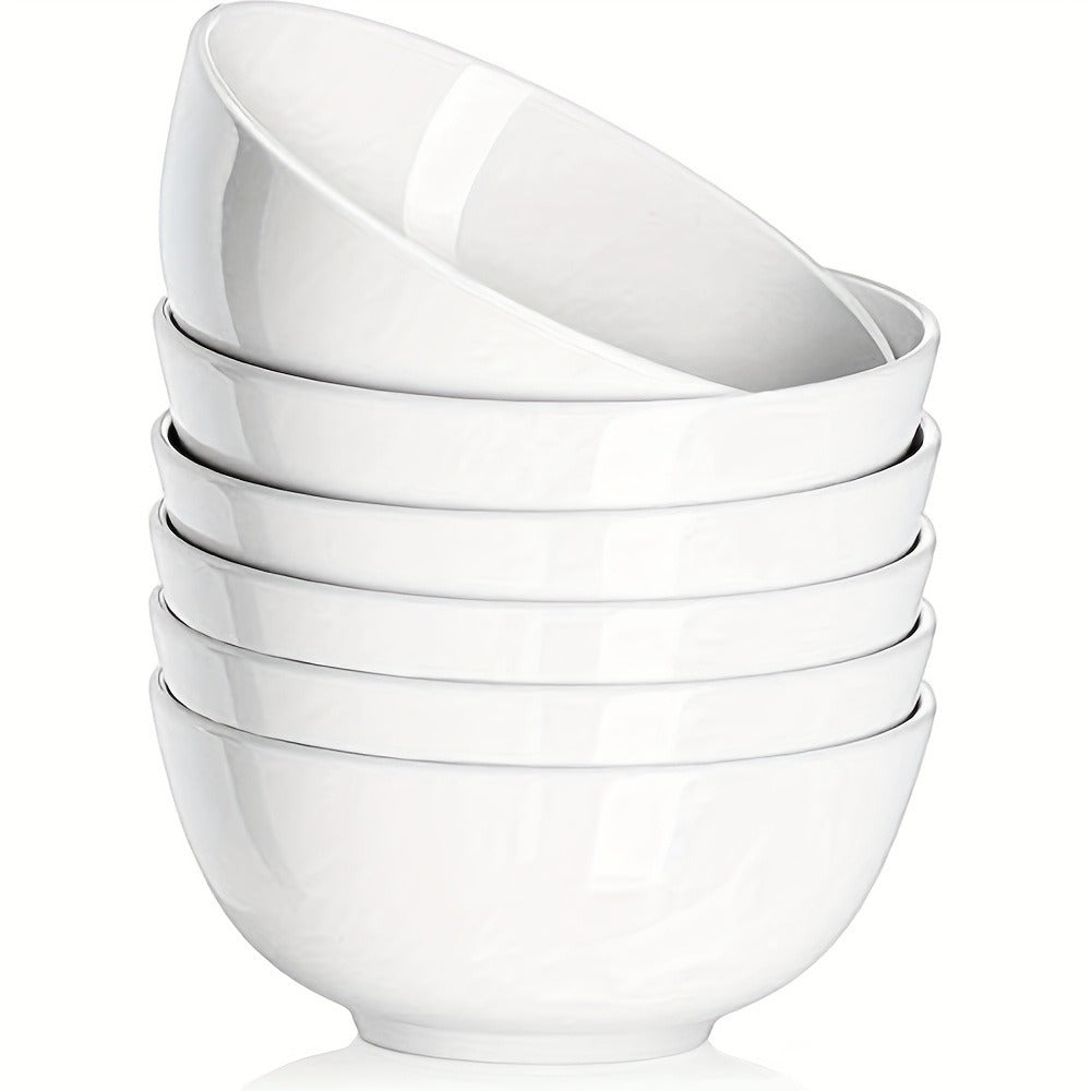 Ceramic Bowls Set 22oz White Porcelain - Dishwasher & Microwave Safe Soup Bowls for Kitchen, Cereal, Ramen, Oatmeal, Salad & Rice - Polished Finish Round Bowls Available in 4 or 6 Piece Sets