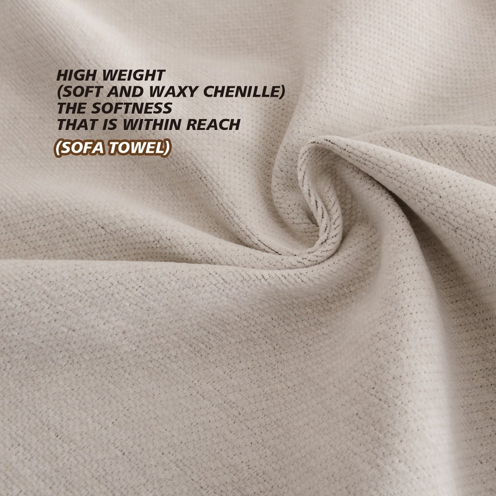 Chenille Jacquard Sofa Cover 300GSM - Pet Friendly Non-Slip Machine Washable All-Season Couch Slipcover for 1 2 3 4 Seater Living Room Bedroom Office, 2 Colors
