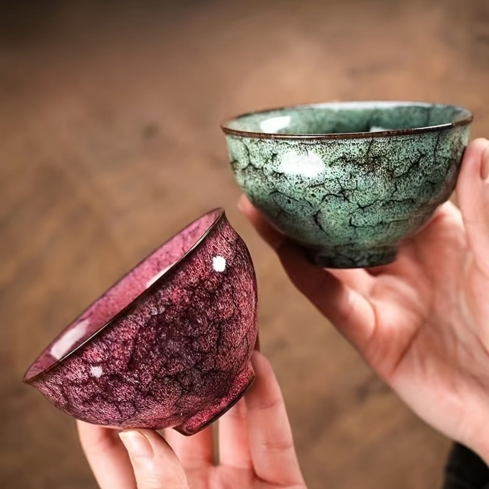Kung Fu Tea Cups Set of 5 ¨C Handmade Kiln-Fired Jianzhan Ceramic Teacups ¨C Five-Element Design in 5 Colors with Gift Box ¨C Elegant Chinese Tea Ceremony Cup Gift for Business, Friends & Family