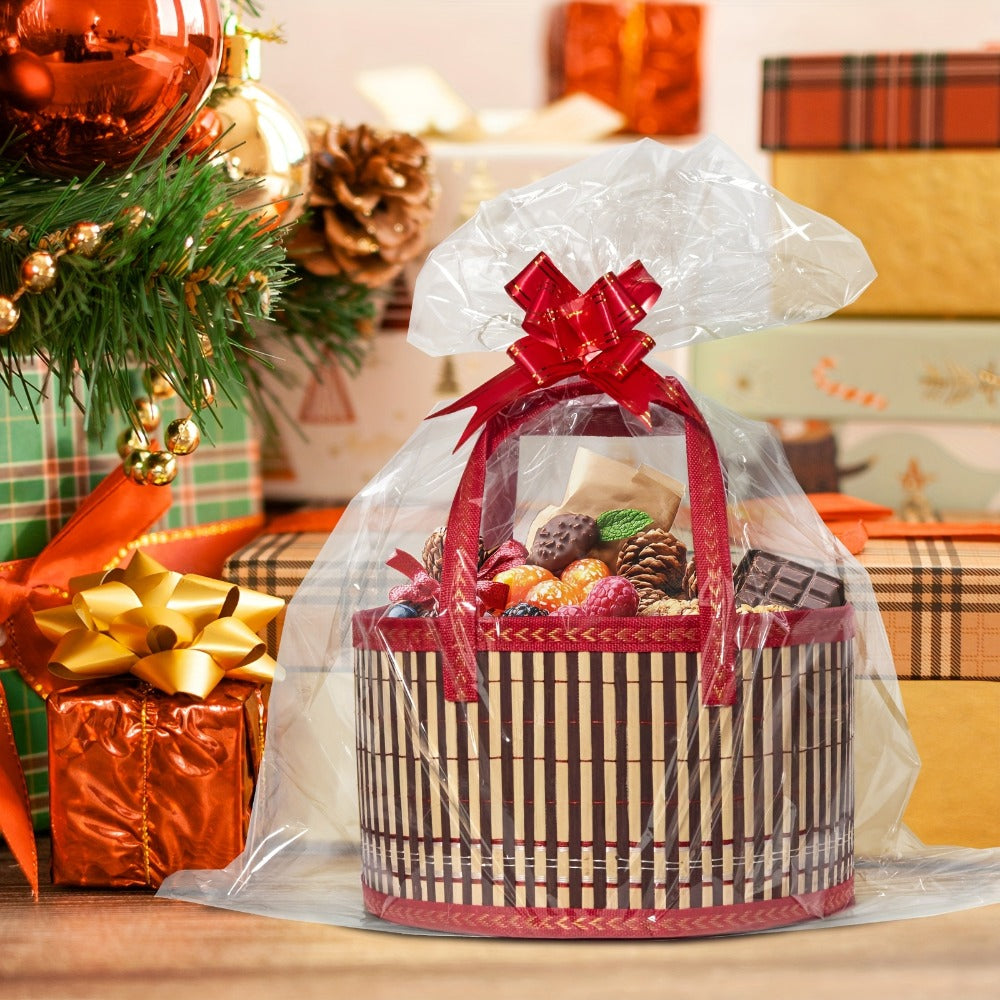 Bamboo Storage Baskets 6-Pack | Gift Wrap Organizer, Easter Egg Basket, Picnic Camping Basket, Craft Sewing Storage, Wedding Favor Box, Flower Girl Basket, Christmas Thanksgiving Holiday Basket Set