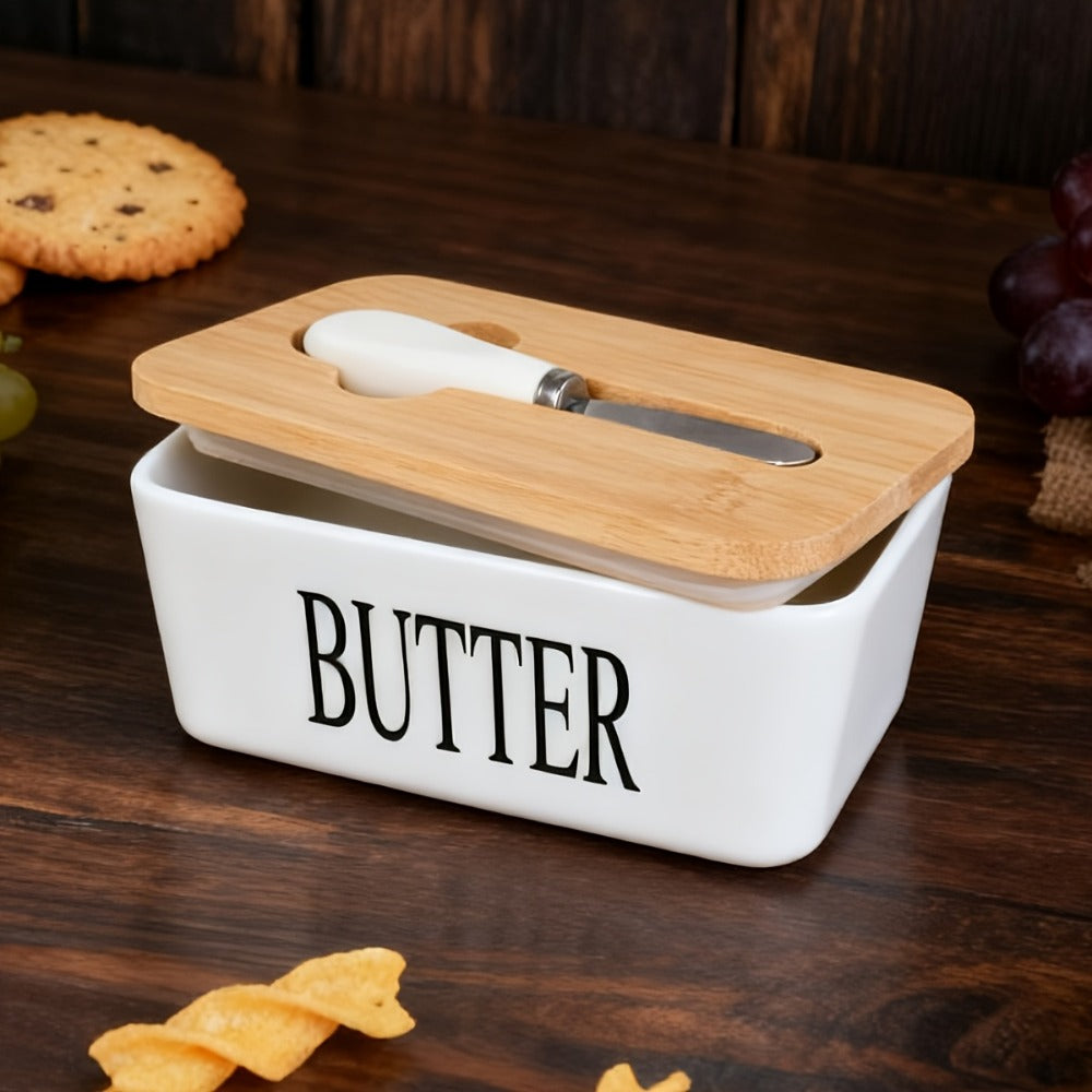 Ceramic Butter Dish with Lid and Knife ¨C Large Countertop Butter Keeper, Airtight Seal, Easy-Clean Design, Multiple Colors ¨C Kitchen Gift for Butter Lovers