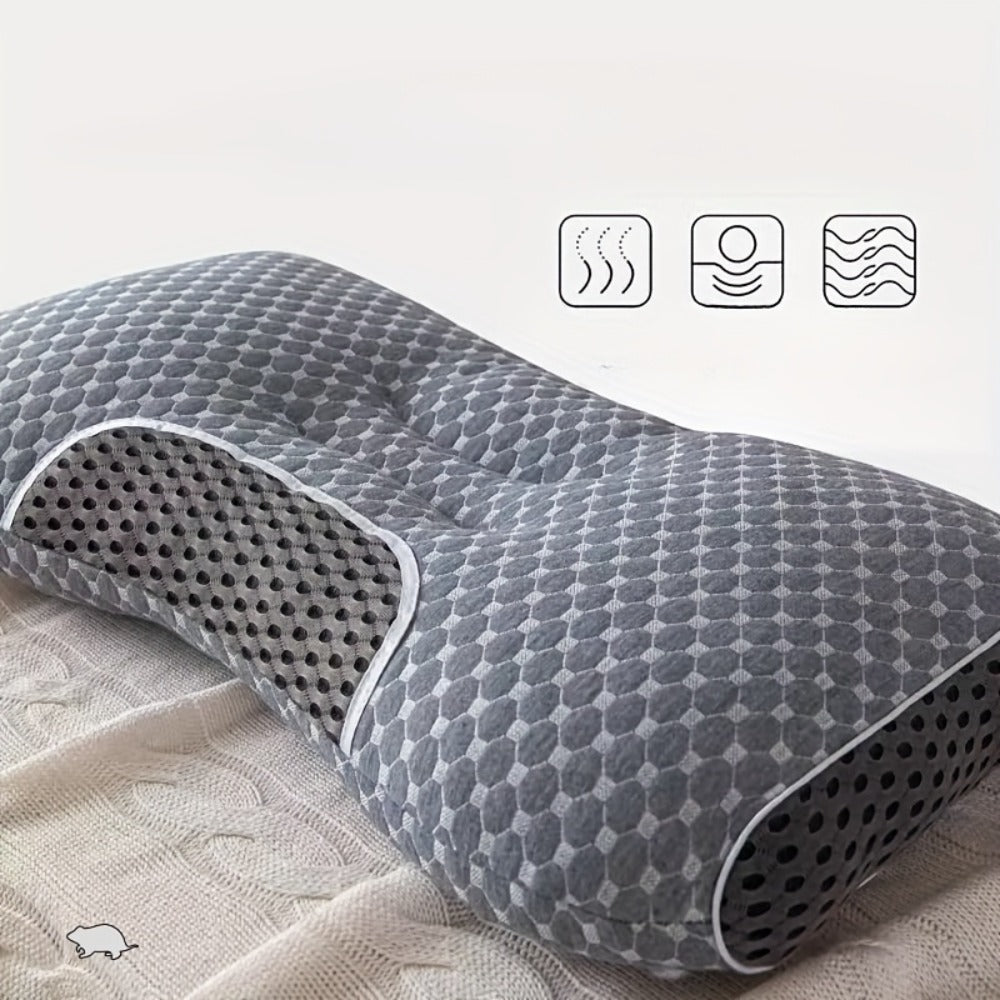 Cervical Neck Support Pillow Soft Knitted Ergonomic Orthopedic Contour Pillow for Deep Sleep - Non-Collapse High Pillow Core All Seasons Adjustable Sleeping Comfort 1/2Pcs