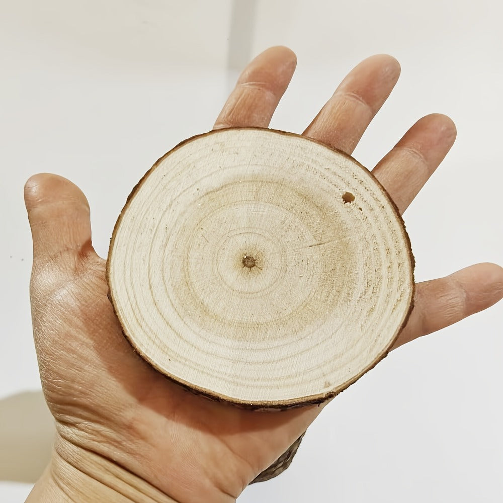 Wood Slices 28 Pcs Natural Log Bark Rounds for Crafts DIY Centerpieces Christmas Ornaments Wreaths Wedding Decor Painting Woodworking 2.76-3.54 Inch with or without Holes