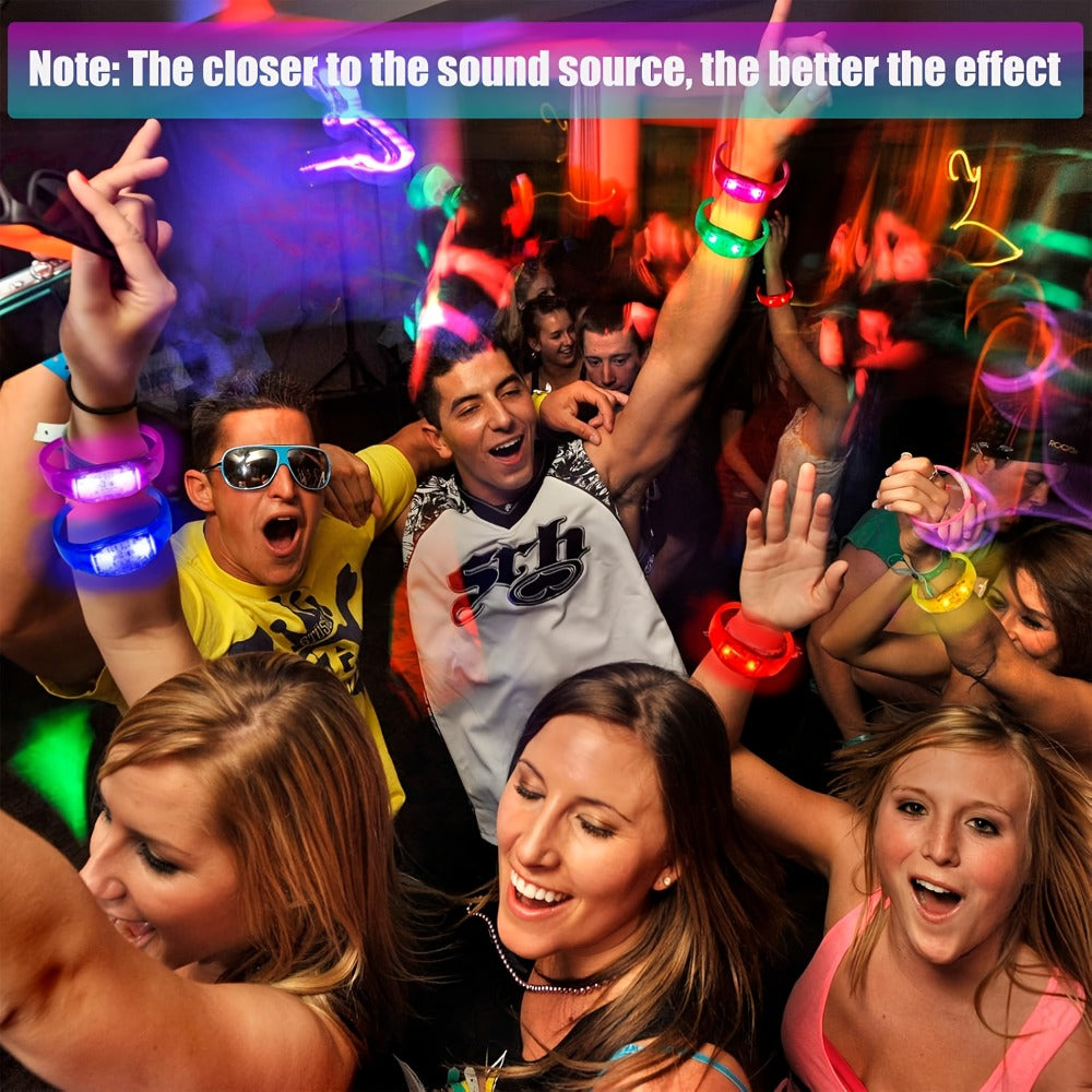 Sound Activated Light Up Bracelets Bulk 20/50 Pcs Glow Wristbands Voice Controlled Flashing LED Bracelet for Concerts Rave Party Events Festival Accessories