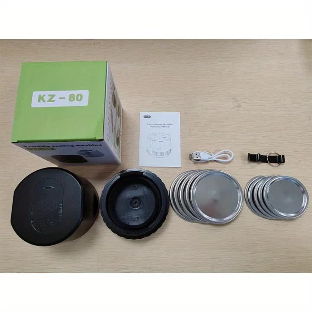 Electric Mason Jar Sealer One-Touch Vacuum Seal - 2025 New Model Automatic Jar Sealer Kit with Wide Mouth & Regular Mouth Lids, Food Storage Vacuum Sealer for Mason Jars, Canning Jar Lid Sealer, Black & White
