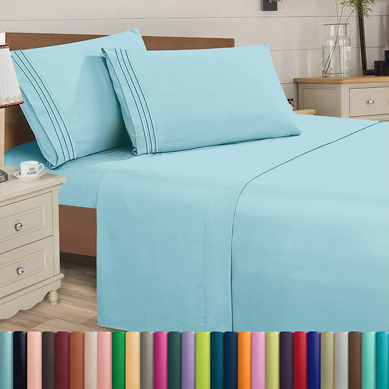 Microfiber Bed Sheet Set 4-Piece Deep Pocket Cooling Sheets Twin Full Queen King Cal King Split King ¨C Soft Wrinkle Fade Resistant Hotel Quality Bedding