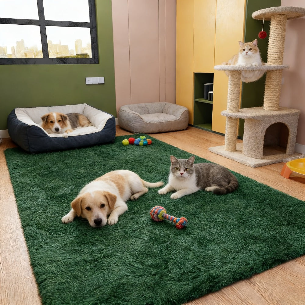 Round Faux Fur Area Rug - Soft Plush Circle Carpet for Living Room Bedroom, Machine Washable, Multiple Colors & Sizes