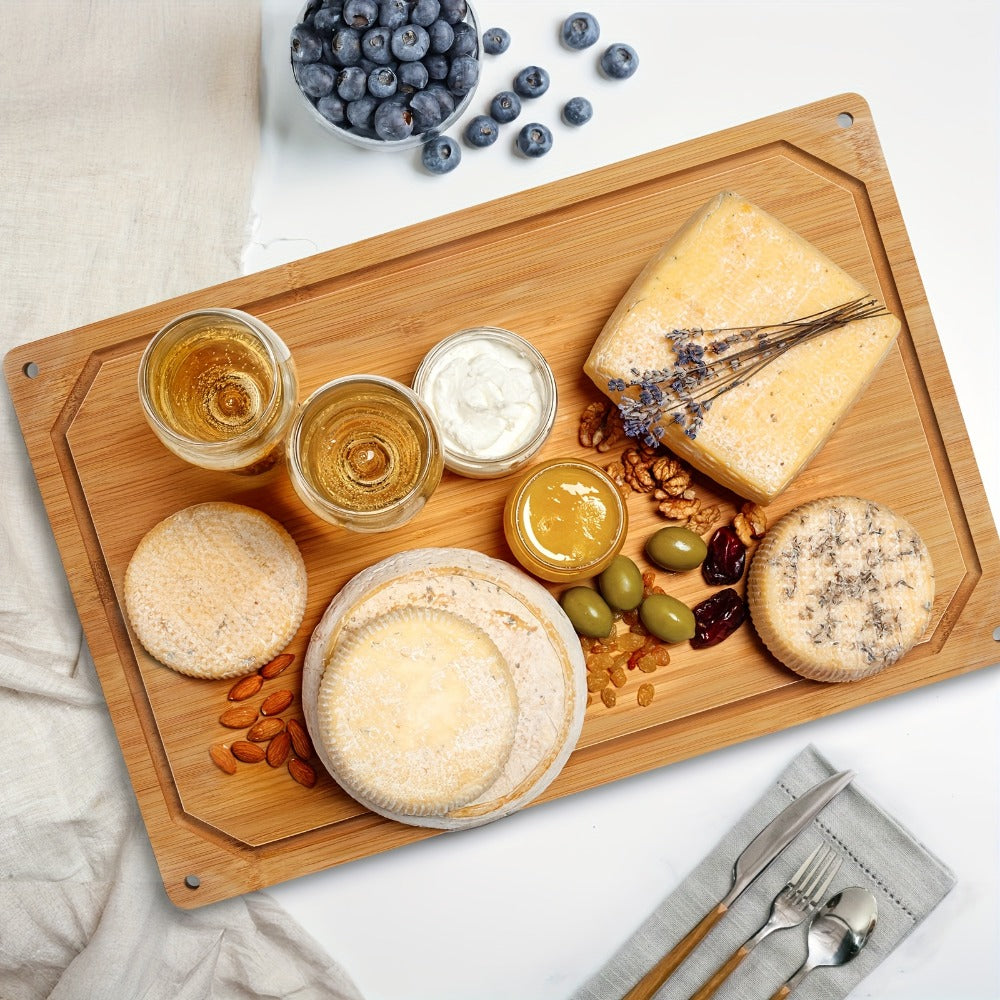 Cutting Board with Juice Groove ¨C Non-Slip Chopping Board & Cheese Platter for Meat, Cheese, Bread, Vegetables & Fruits, XL & Bamboo Options, Kitchen Gadget Gift for Home, Dorm & Holiday Gatherings